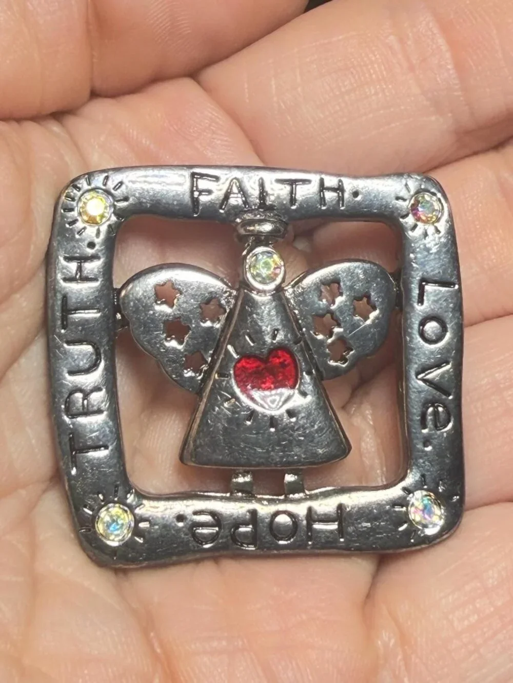 Premier Designs Vintage Angel RETIRED Brooch Inspirational Faith Love Hope Truth